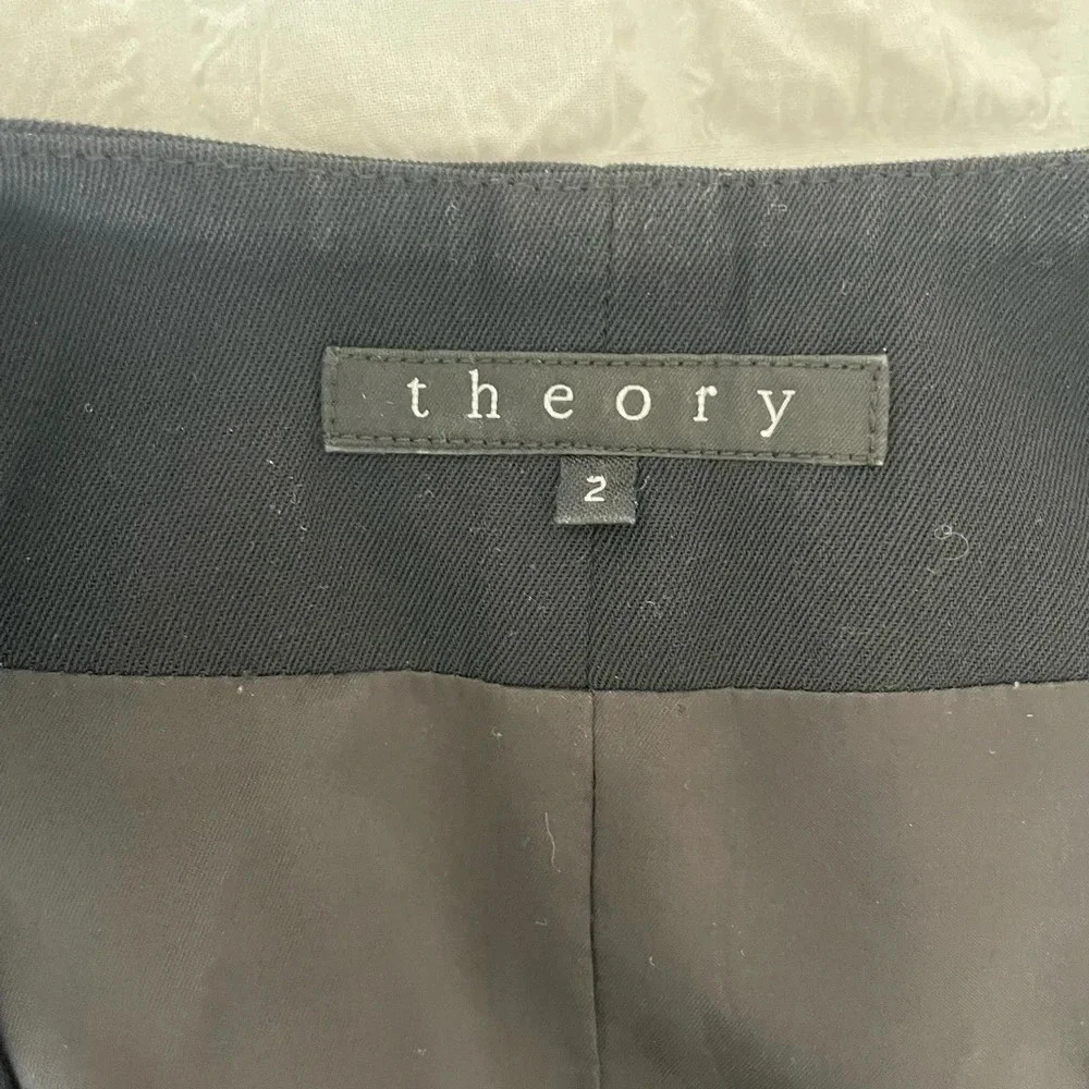 Theory black wool blend collarless Medora Hydric blazer - Picture 9 of 11